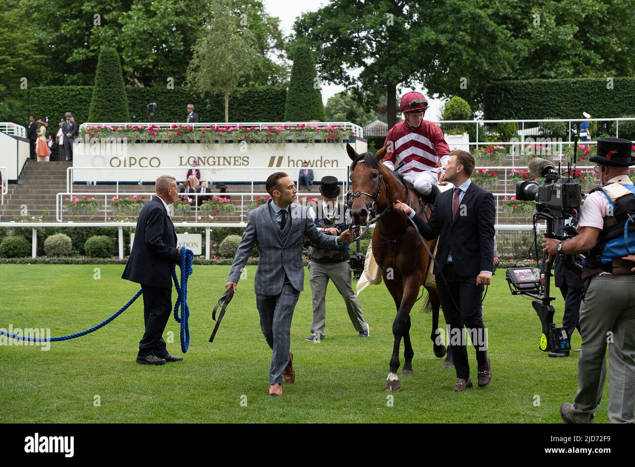 Ascot, Berkshire, Royaume-Uni. 18th juin 2022. Le cheval a manqué la coupe criblée par le jockey James McDonald a gagné la course de Golden Gates Stakes à Royal Ascot aujourd'hui. Propriétaire Ed Babington. Formateur George Boughey. Crédit : Maureen McLean/Alay Live News Banque D'Images