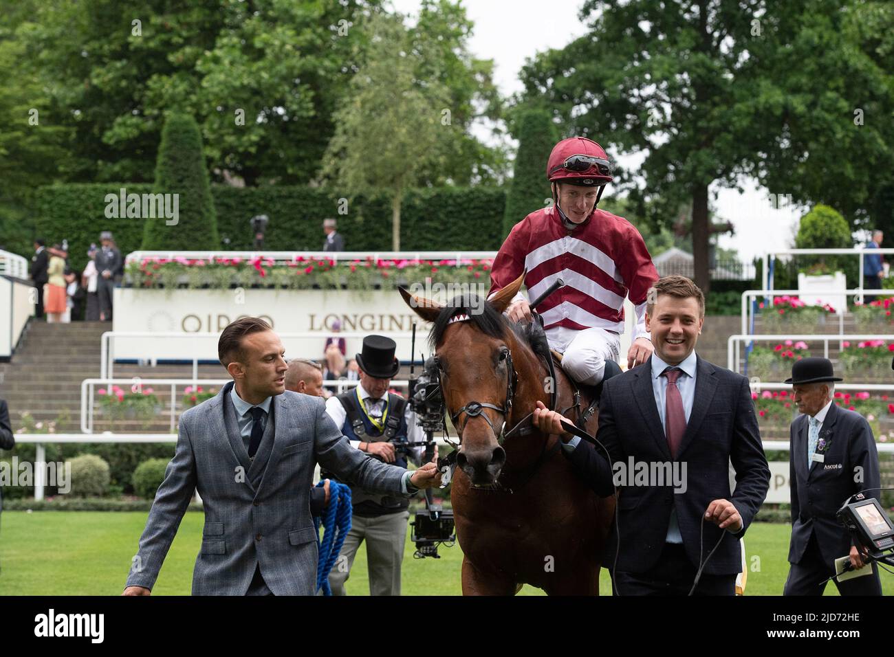 Ascot, Berkshire, Royaume-Uni. 18th juin 2022. Le cheval a manqué la coupe criblée par le jockey James McDonald a gagné la course de Golden Gates Stakes à Royal Ascot aujourd'hui. Propriétaire Ed Babington. Formateur George Boughey. Crédit : Maureen McLean/Alay Live News Banque D'Images
