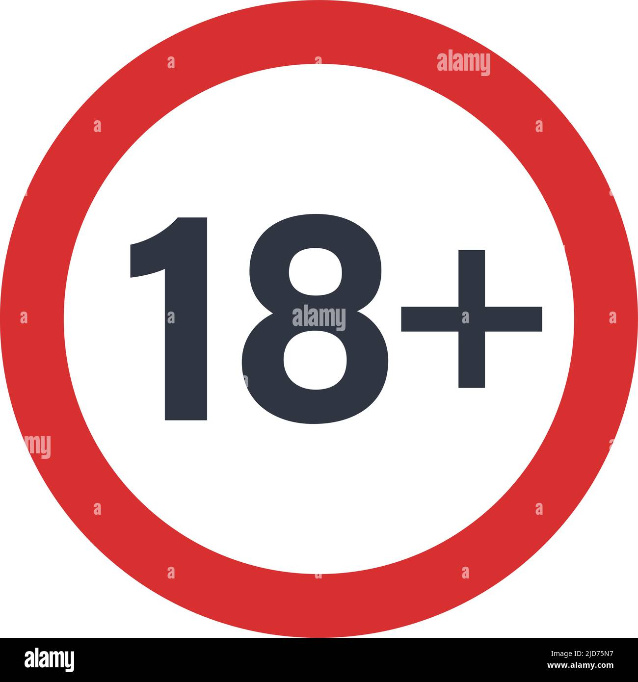 Dix-huit signe plus, concept de signe de l'interdiction et adultes seulement. Illustration de Vecteur