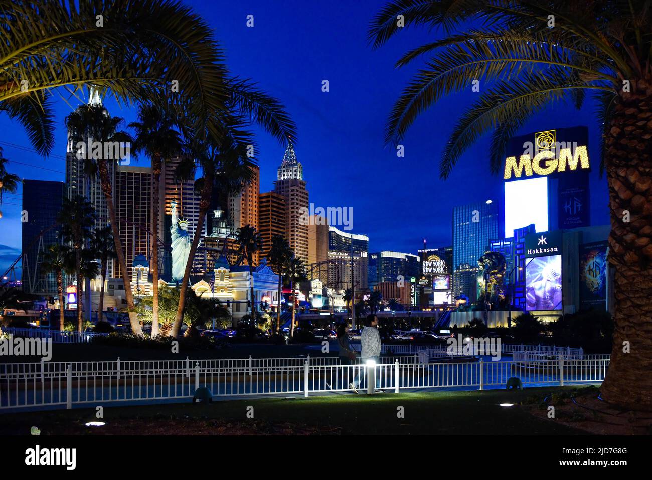 Le MGM on the Las Vegas Strip au crépuscule Banque D'Images