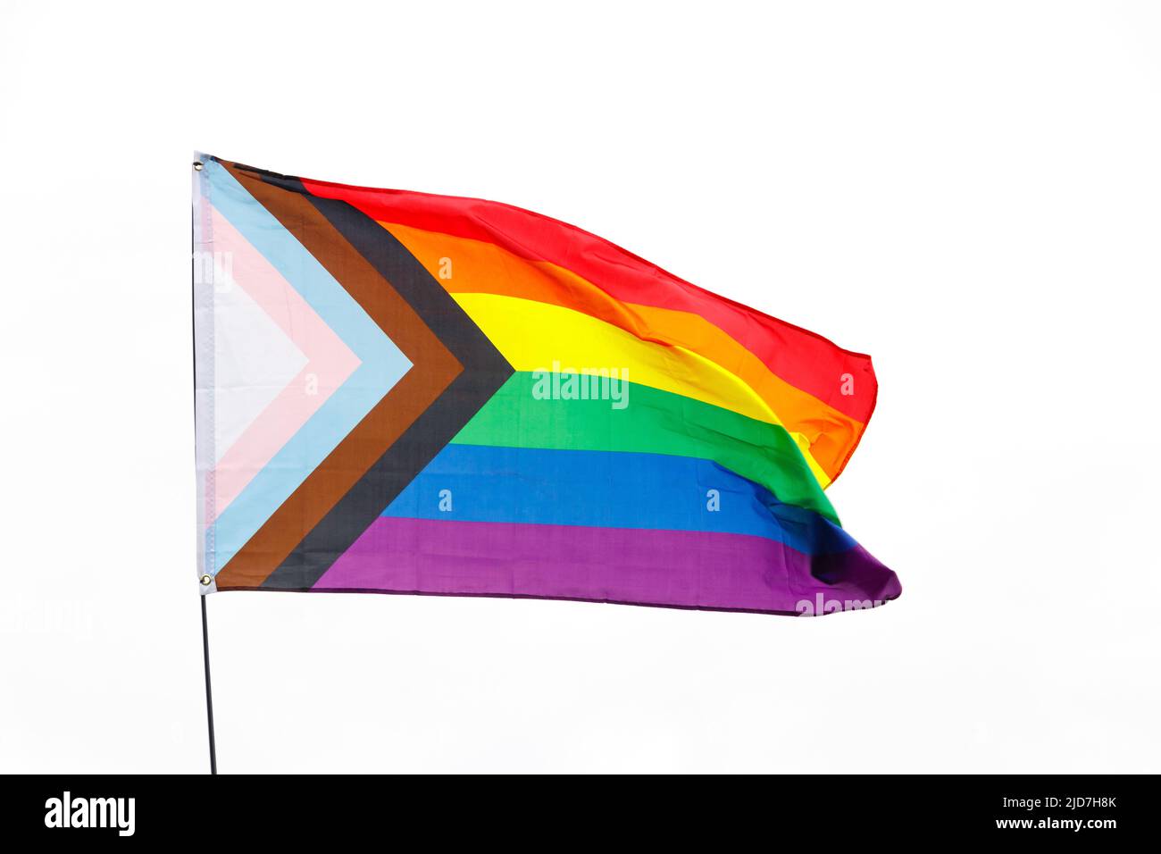 Coloré Stripes arc-en-ciel drapeau LGBT queer à Stoke gay Pride événement à Hanley Park samedi 18th juin 2022 Banque D'Images