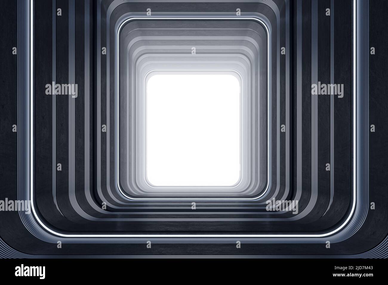 Concept de tunnel temporel avec téléport futuriste et lumière blanche lumineuse à la fin 3D rendu Banque D'Images
