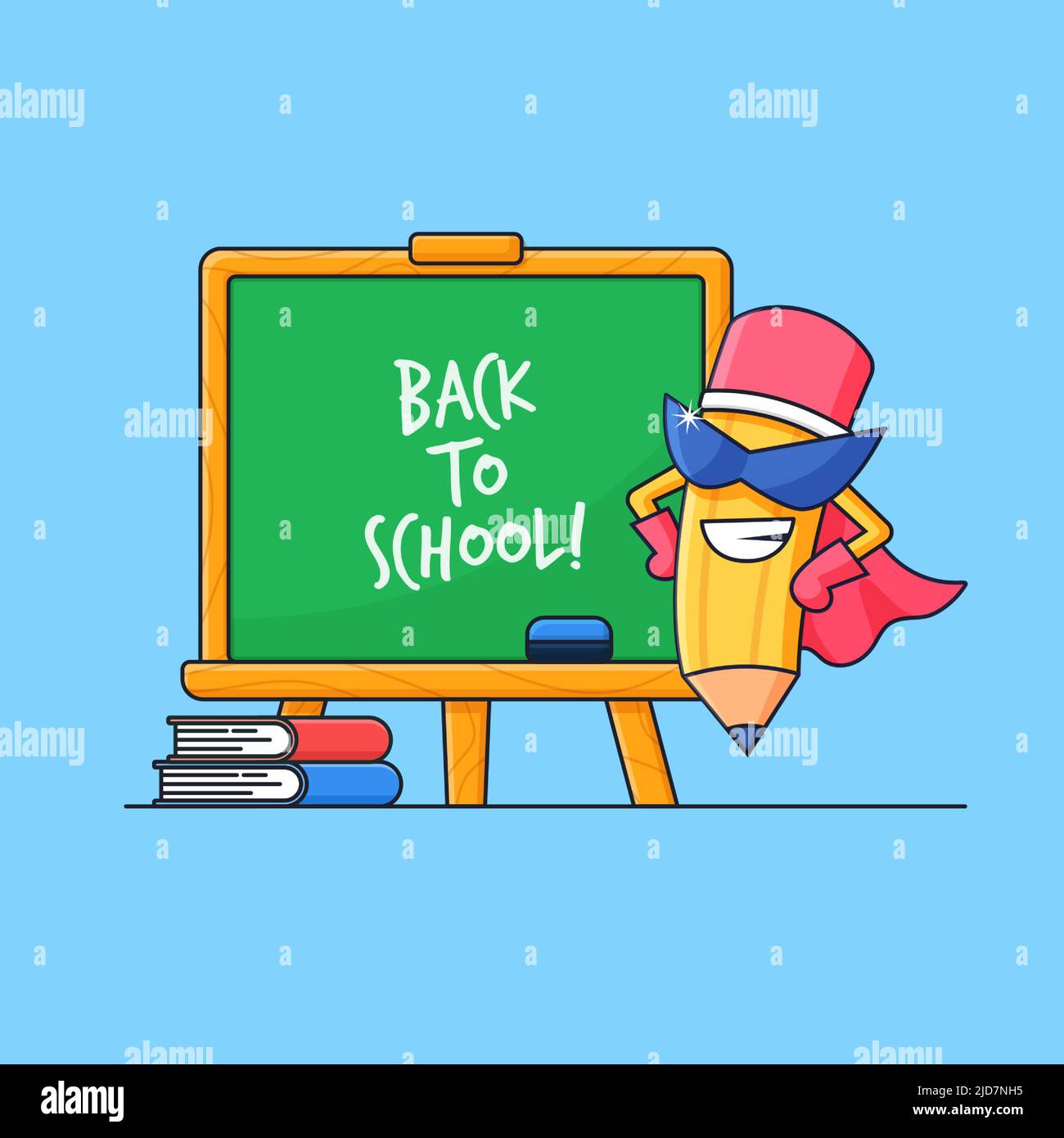 crayon super héros avec l'enseignement avec tableau de bord de rack illustration vectorielle de fond pour la conception de concept de retour à l'école Illustration de Vecteur