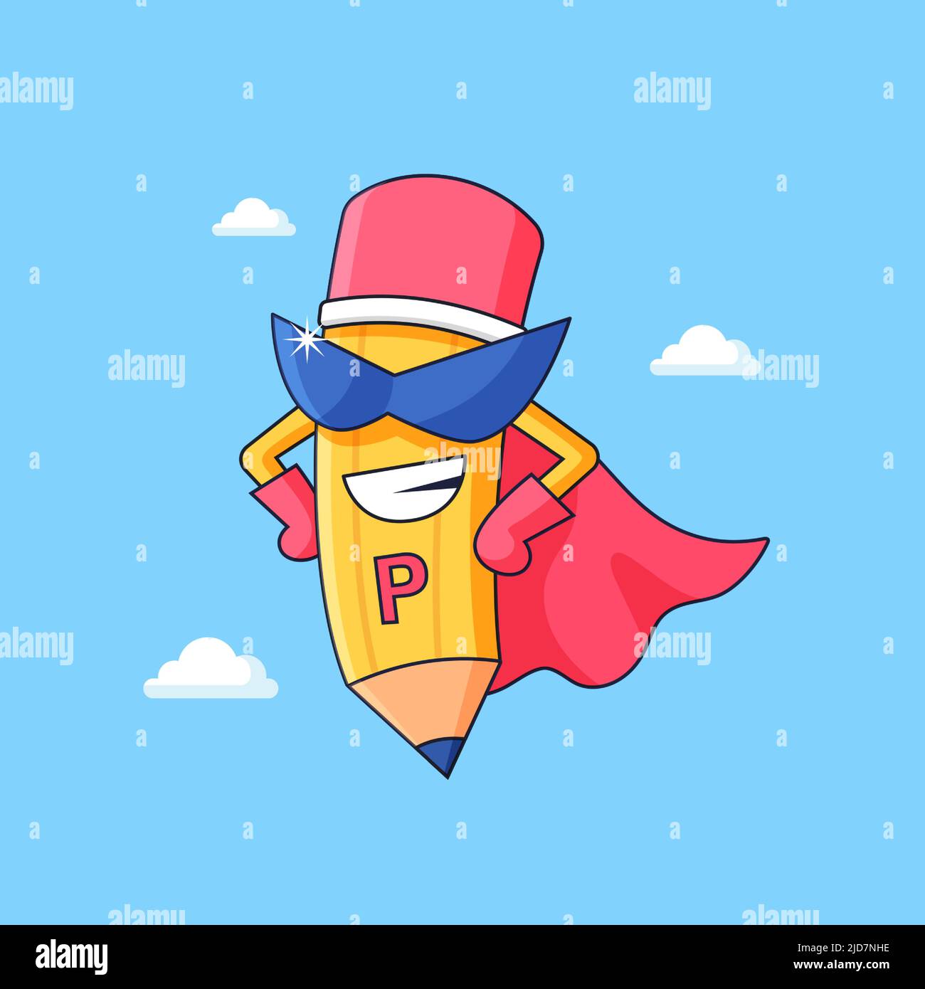 Crayon super héros esprit apprentissage mascotte conception pour enfants pré école vecteur illustration design Illustration de Vecteur