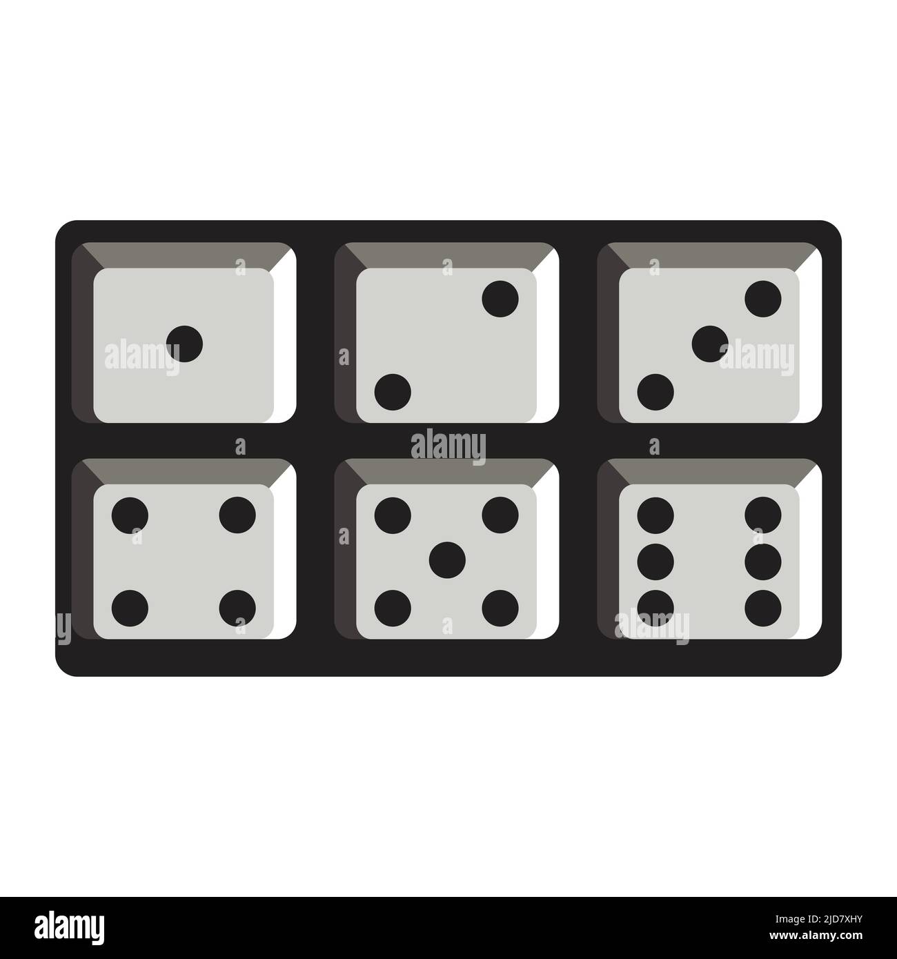 Dés de jeu. Jeu de dés de jeu, isolé sur fond blanc. Dés dans un modèle plat et linéaire de un à six. Illustration vectorielle Illustration de Vecteur