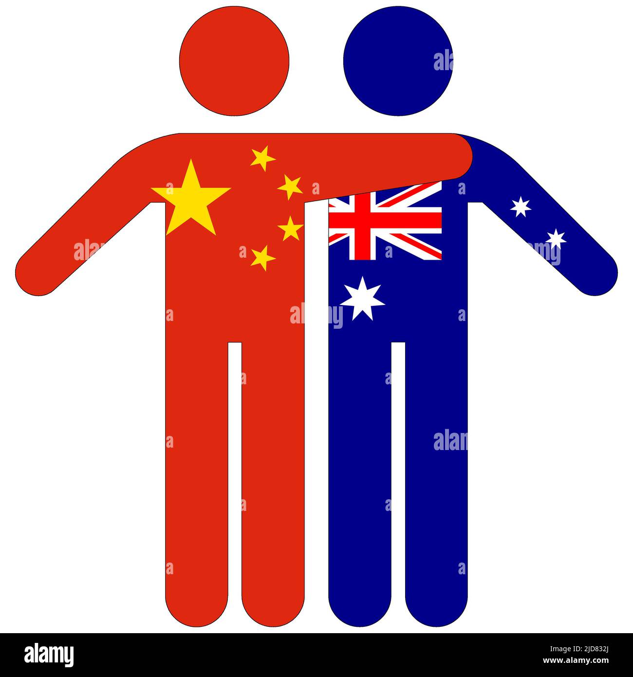 Chine - Australie : concept d'amitié sur fond blanc Banque D'Images