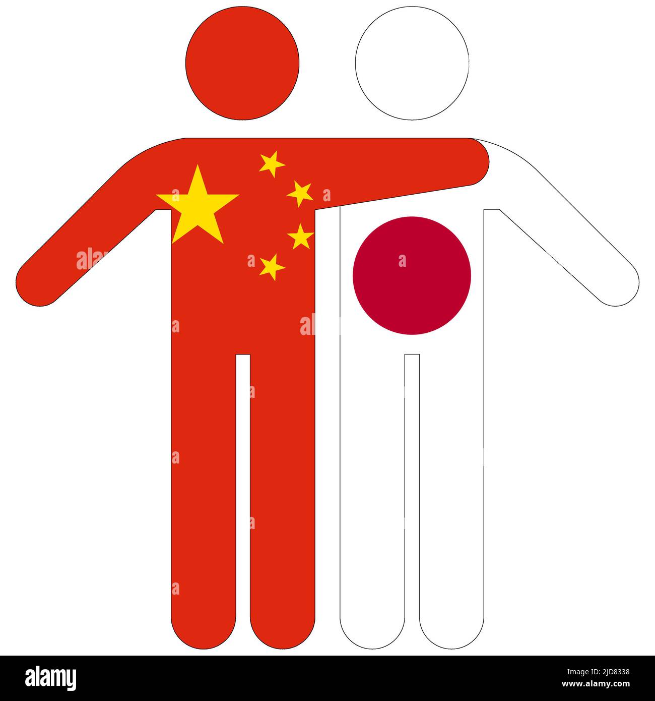 Chine - Japon : concept d'amitié sur fond blanc Banque D'Images
