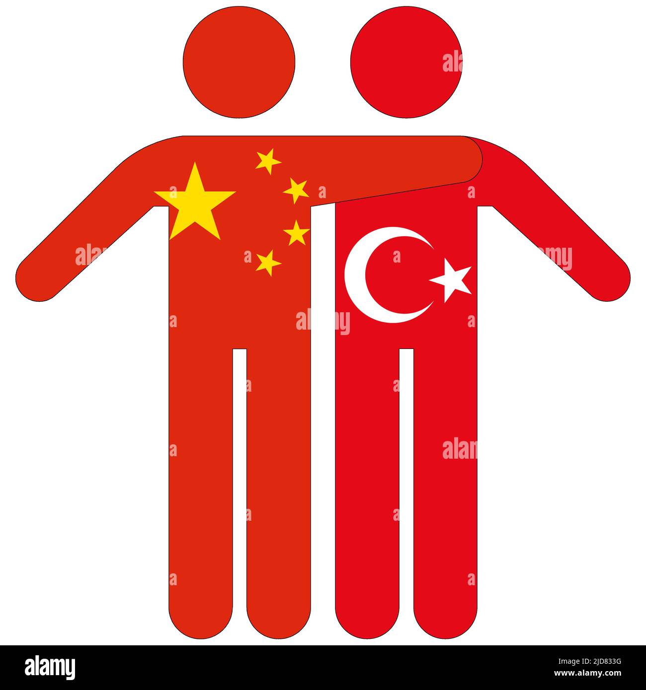 Chine - Turquie : concept d'amitié sur fond blanc Banque D'Images