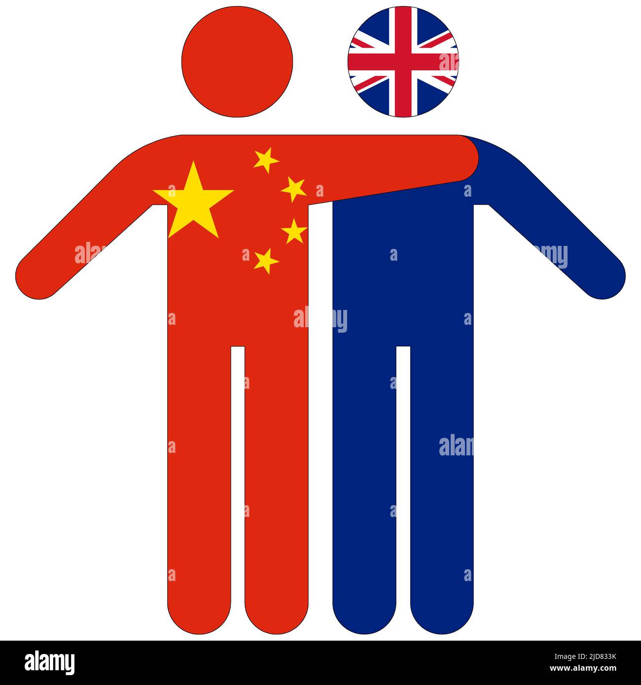 Chine - Royaume-Uni : concept d'amitié sur fond blanc Banque D'Images