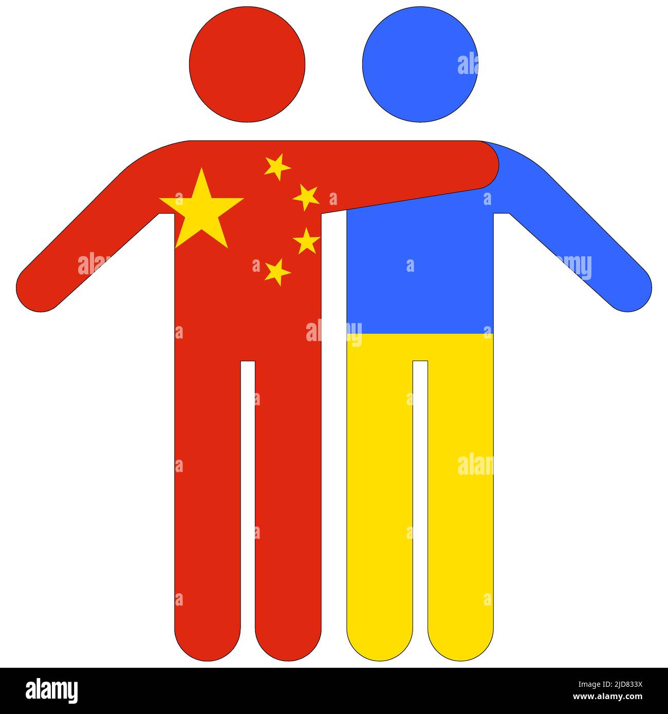 Chine - Ukraine : concept d'amitié sur fond blanc Banque D'Images