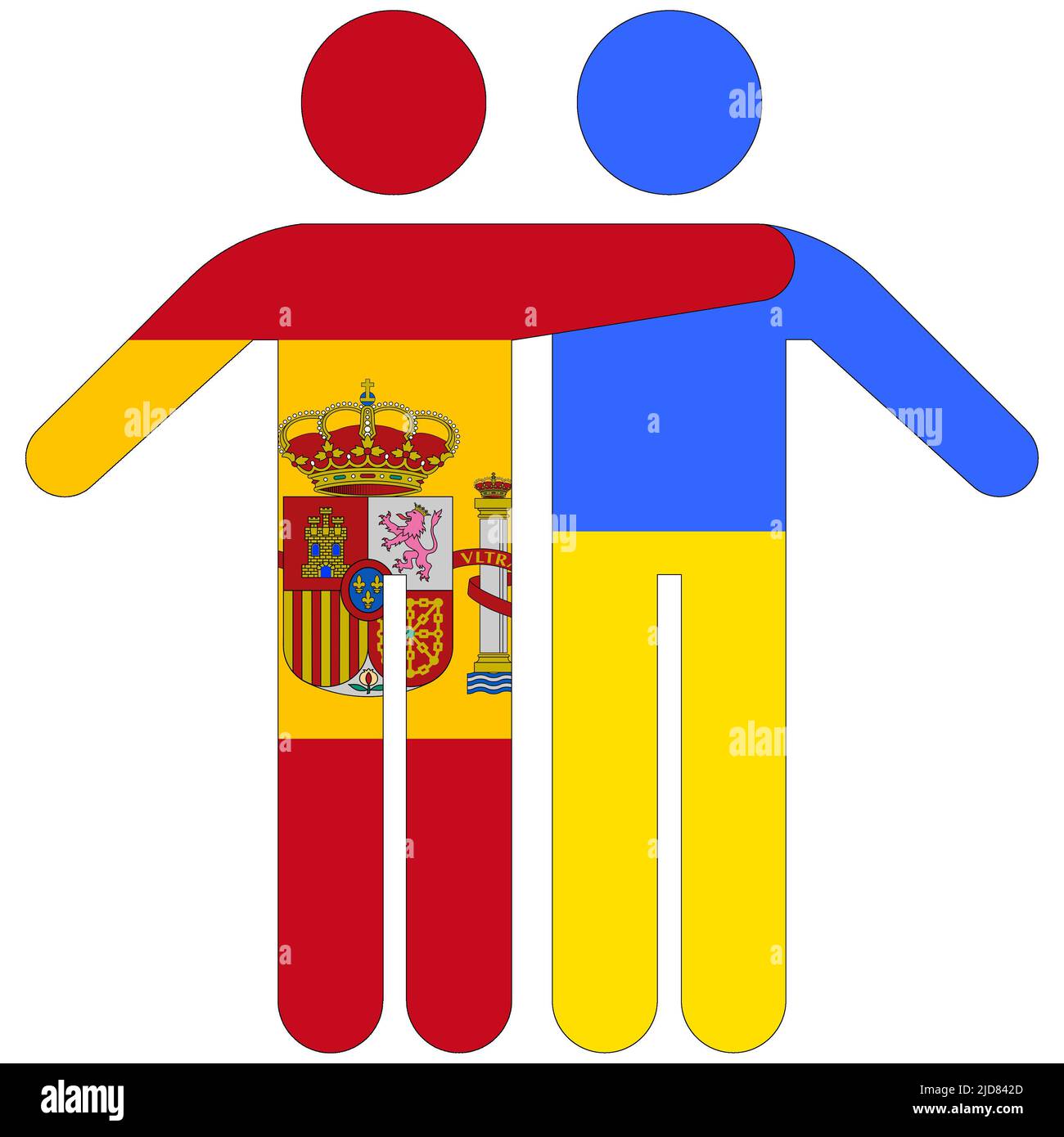 Espagne - Ukraine : concept d'amitié sur fond blanc Banque D'Images