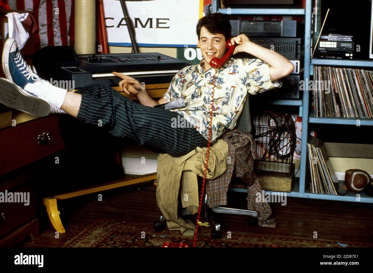 MATTHEW BRODERICK, FERRIS BUELLER'S DAY OFF, 1986, Banque D'Images