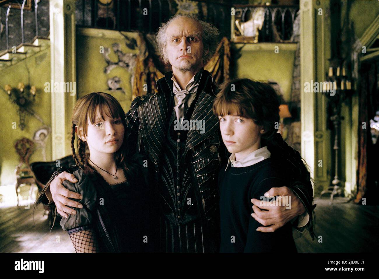 BROWNING, CARREY, AIKEN, LEMONY SNICKET UNE SÉRIE D'ÉVÉNEMENTS MALHEUREUX, 2004, Banque D'Images