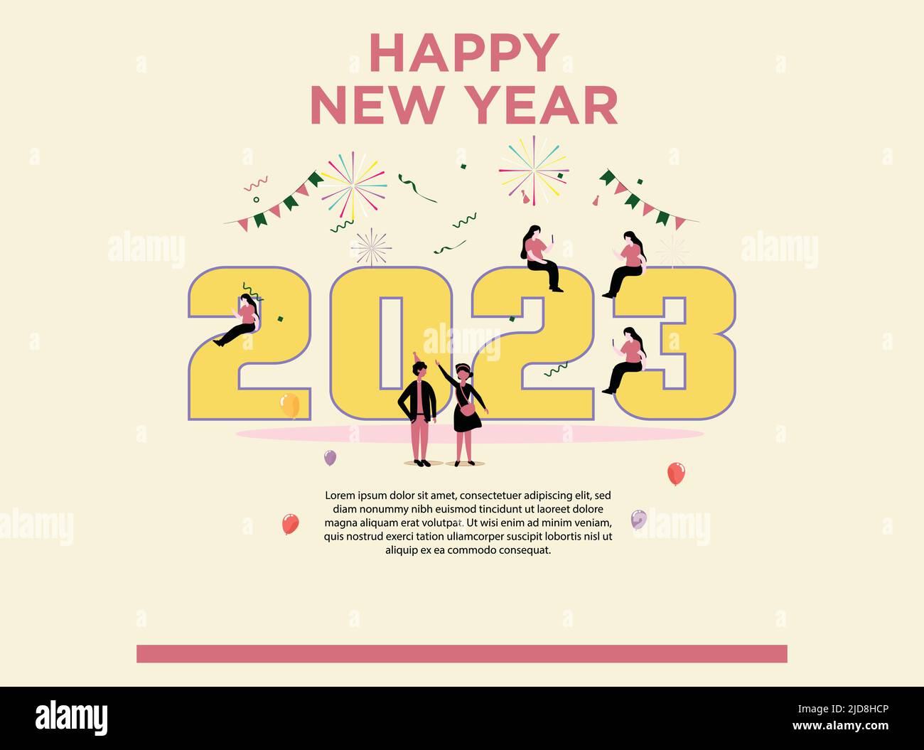Bonne année 2023 Banner Design, 2023 texte Illustration de Vecteur
