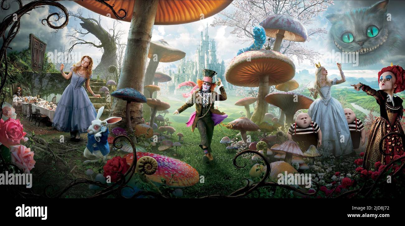 WASIKOWSKA,DEPP,LUCAS,HATHAWAY,CARTER, ALICE IN WONDERLAND, 2010, Banque D'Images