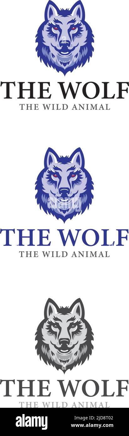 Modèle de conception du logo Wolf Head Illustration de Vecteur