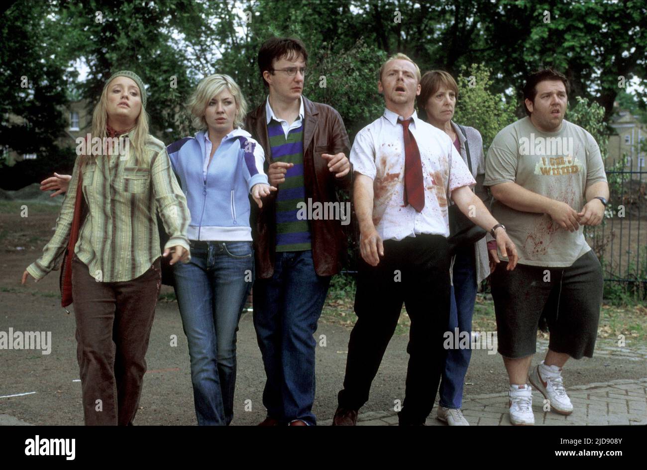 DAVIS,ASHFIELD,MORAN,PEGG,WILTON,FROST, SHAUN OF THE DEAD, 2004, Banque D'Images