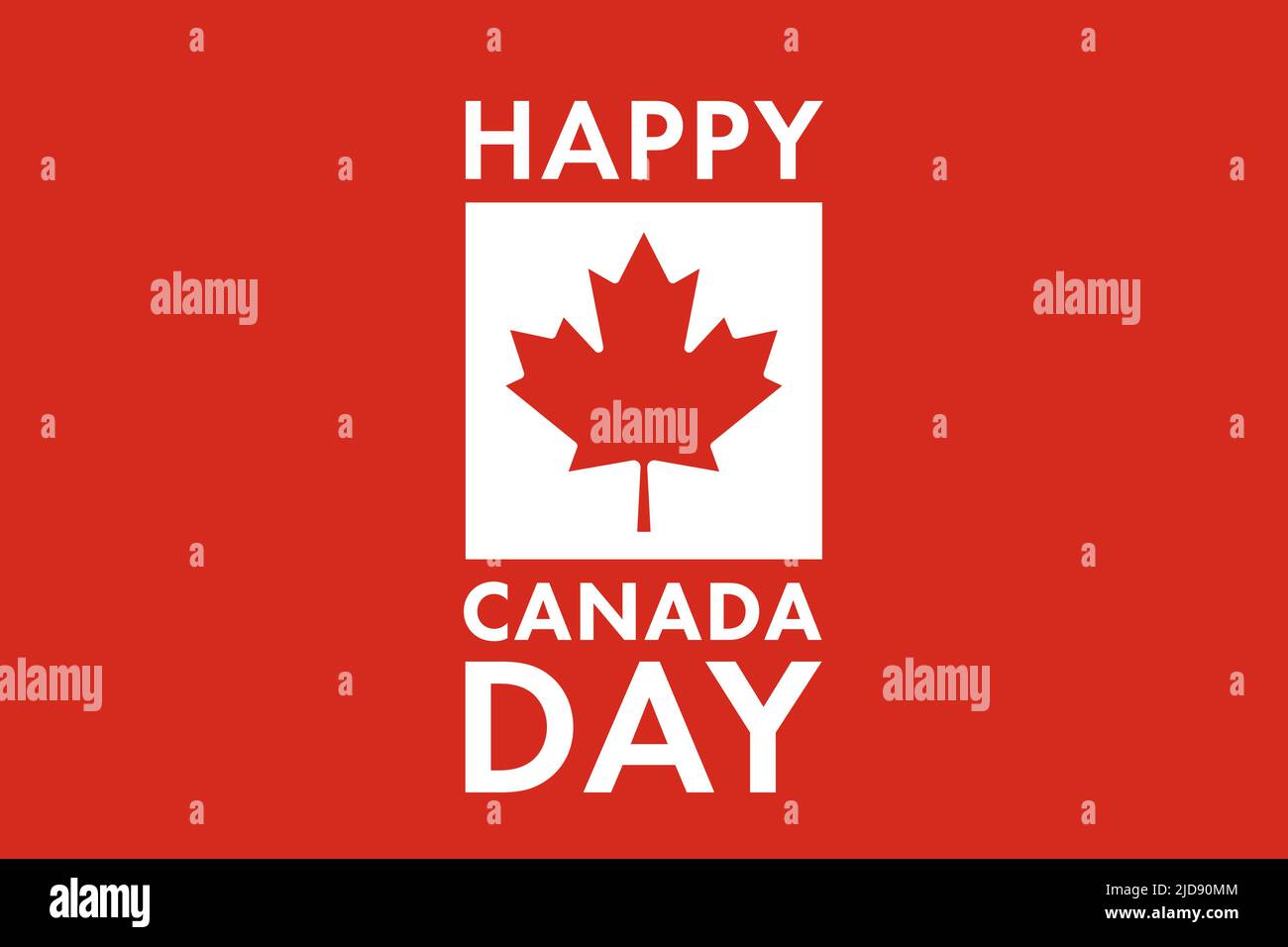 Fête du Canada 1st juillet. Happy Canada Day couverture moderne, bannière, carte ou affiche, concept de design avec texte et feuille d'érable drapeau canadien sur fond rouge. Banque D'Images