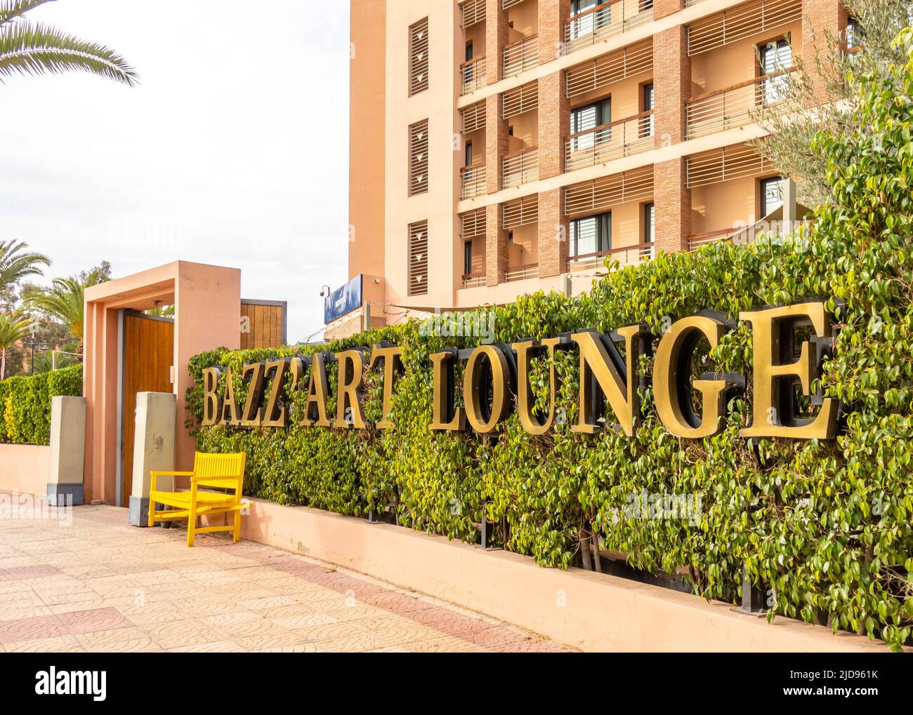 Baz'Art Lounge café restaurant, Hivergnage, Marrakech, Maroc Banque D'Images