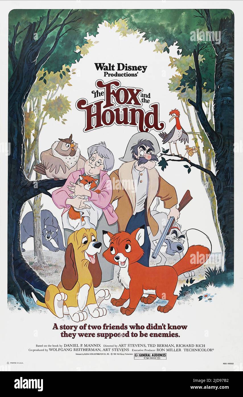 AFFICHE DE FILM, LE FOX ET LE HOUND, 1981, Banque D'Images