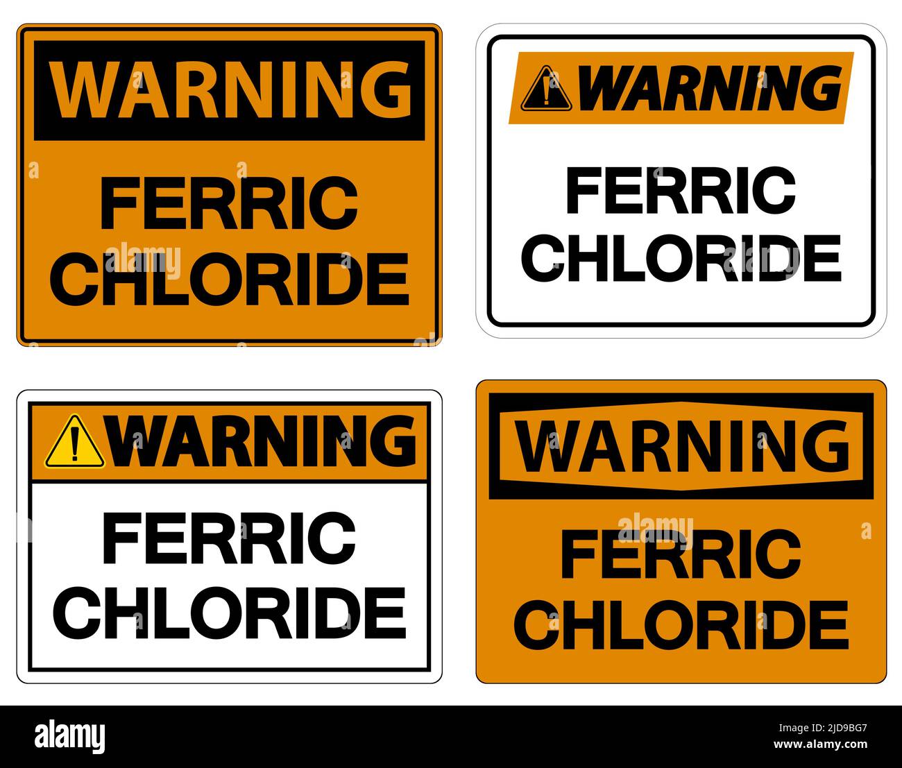 Panneau d'avertissement concernant les produits chimiques chlorure de fer sur fond blanc Illustration de Vecteur