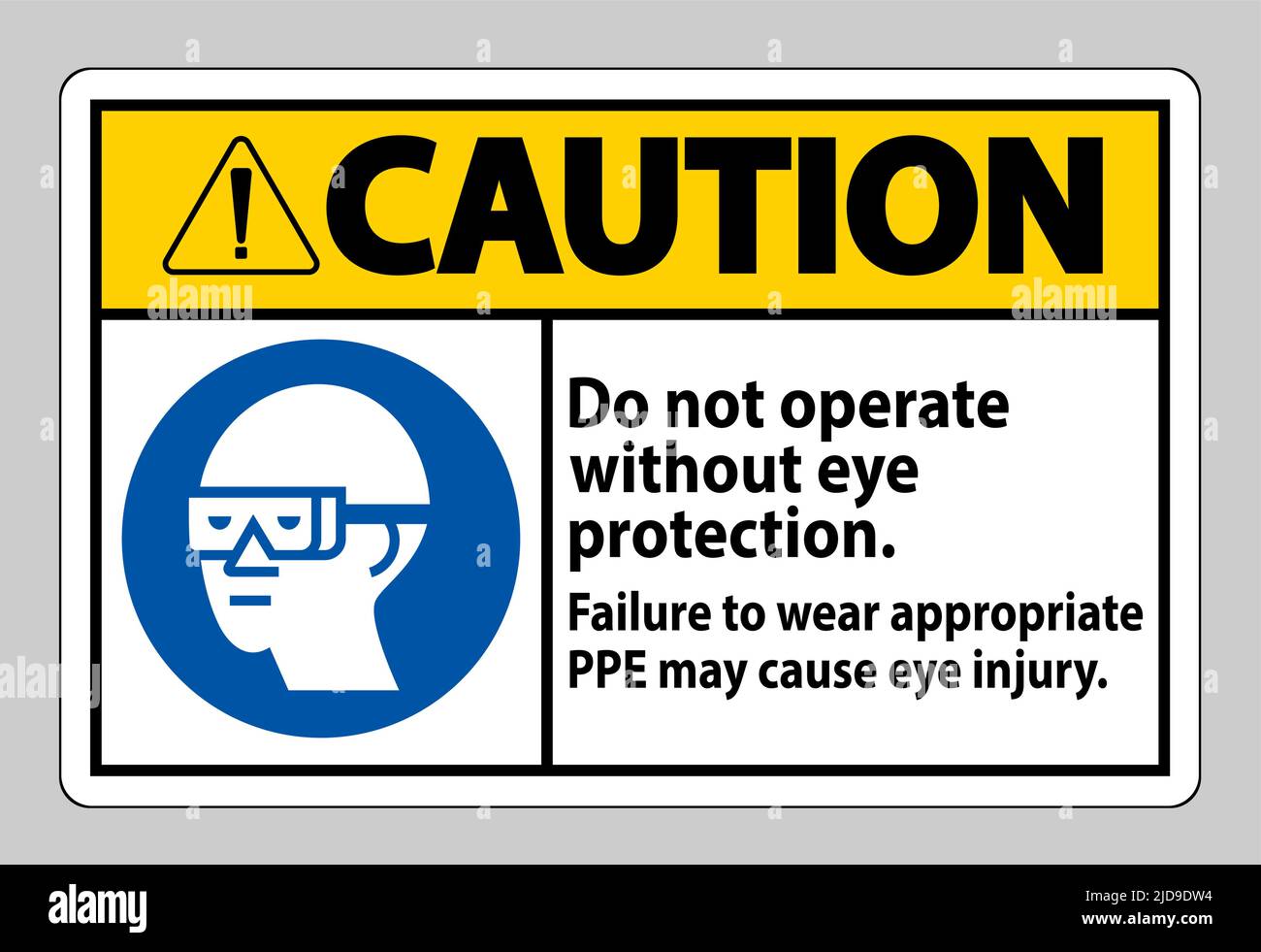 Avertissement ne pas utiliser sans protection oculaire, le non-respect de l'équipement de protection individuelle approprié peut entraîner des blessures aux yeux Illustration de Vecteur