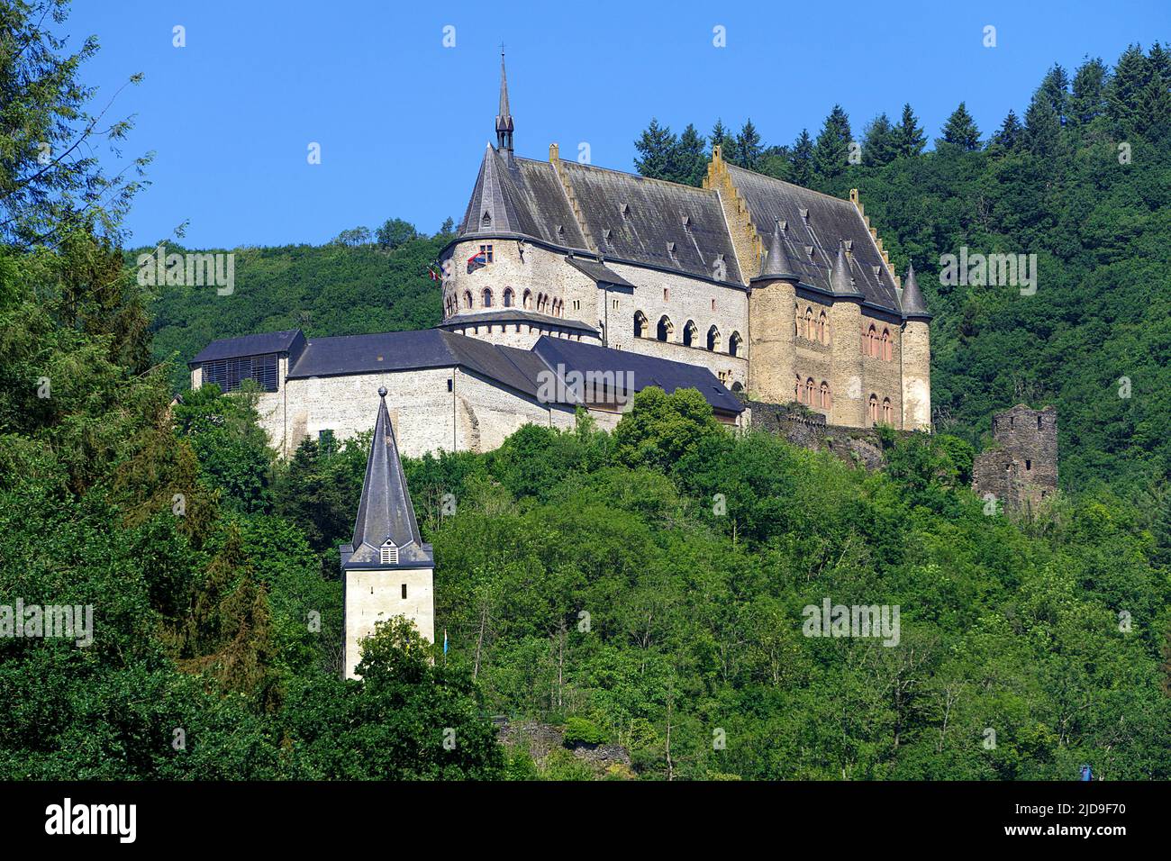 Château de Vianden, canton de Vianden, Grand-Duché de Luxembourg, Europe Banque D'Images