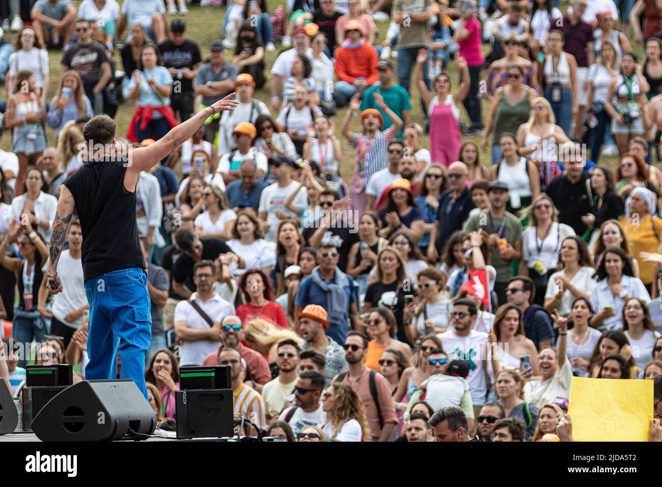 Lisbonne, Portugal, 19th juin 2022. Deuxième journée de rock au festival de Lisbonne de Rio au parc Bela Vista. Performance de l'artiste portugais David Carreteiro. © ABEL F. ROS/Alamy Live News Banque D'Images