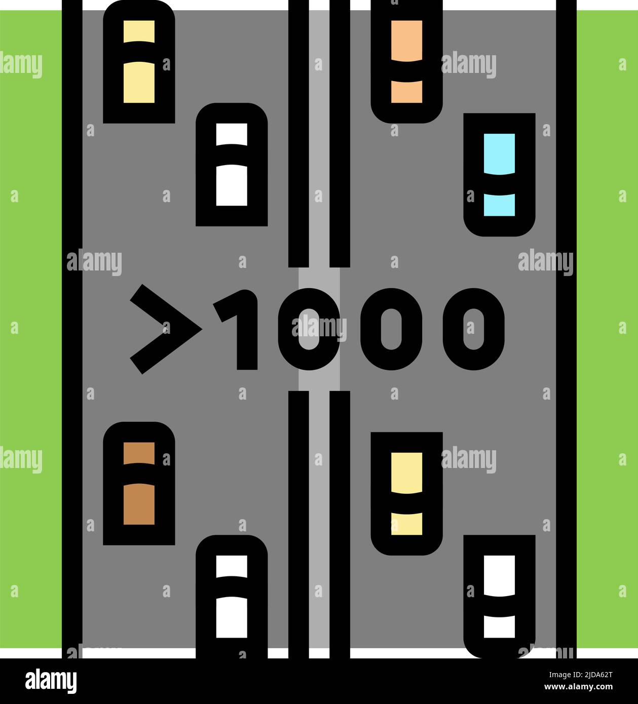 illustration vectorielle de l'icône de couleur de route à circulation élevée Illustration de Vecteur