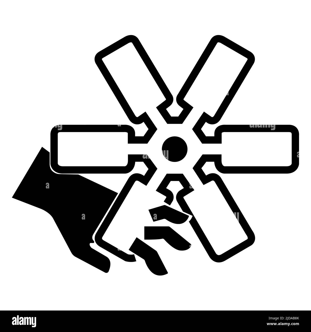 Attention : coupure des doigts ou symbole du ventilateur du moteur à main  sur fond blanc Image Vectorielle Stock - Alamy