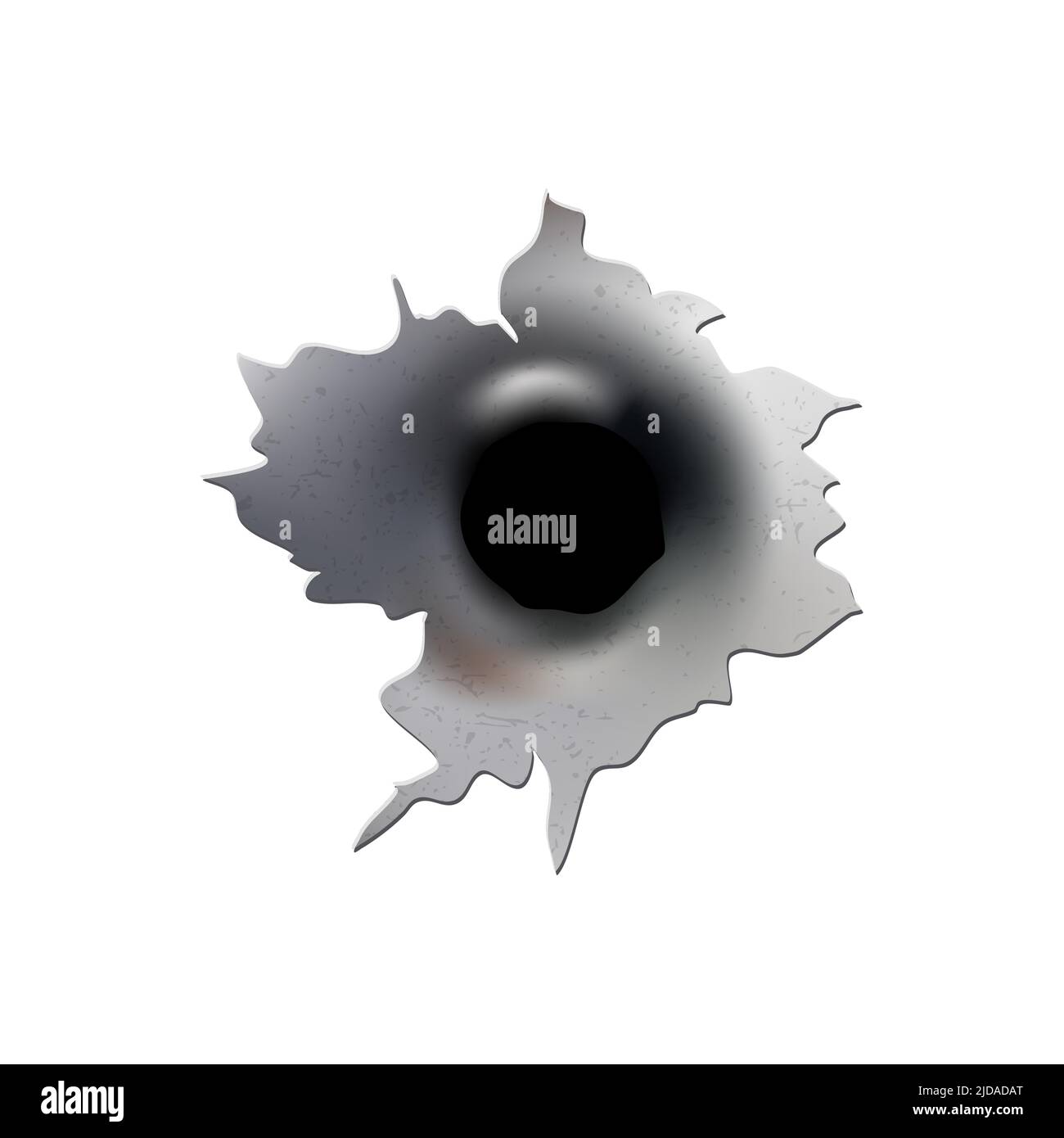Trous de balle de pistolet ou de pistolet. Photographiez en métal à trou simple ou double. Dommages et fissures sur la surface. Vecteur isolé en arrière-plan Illustration de Vecteur