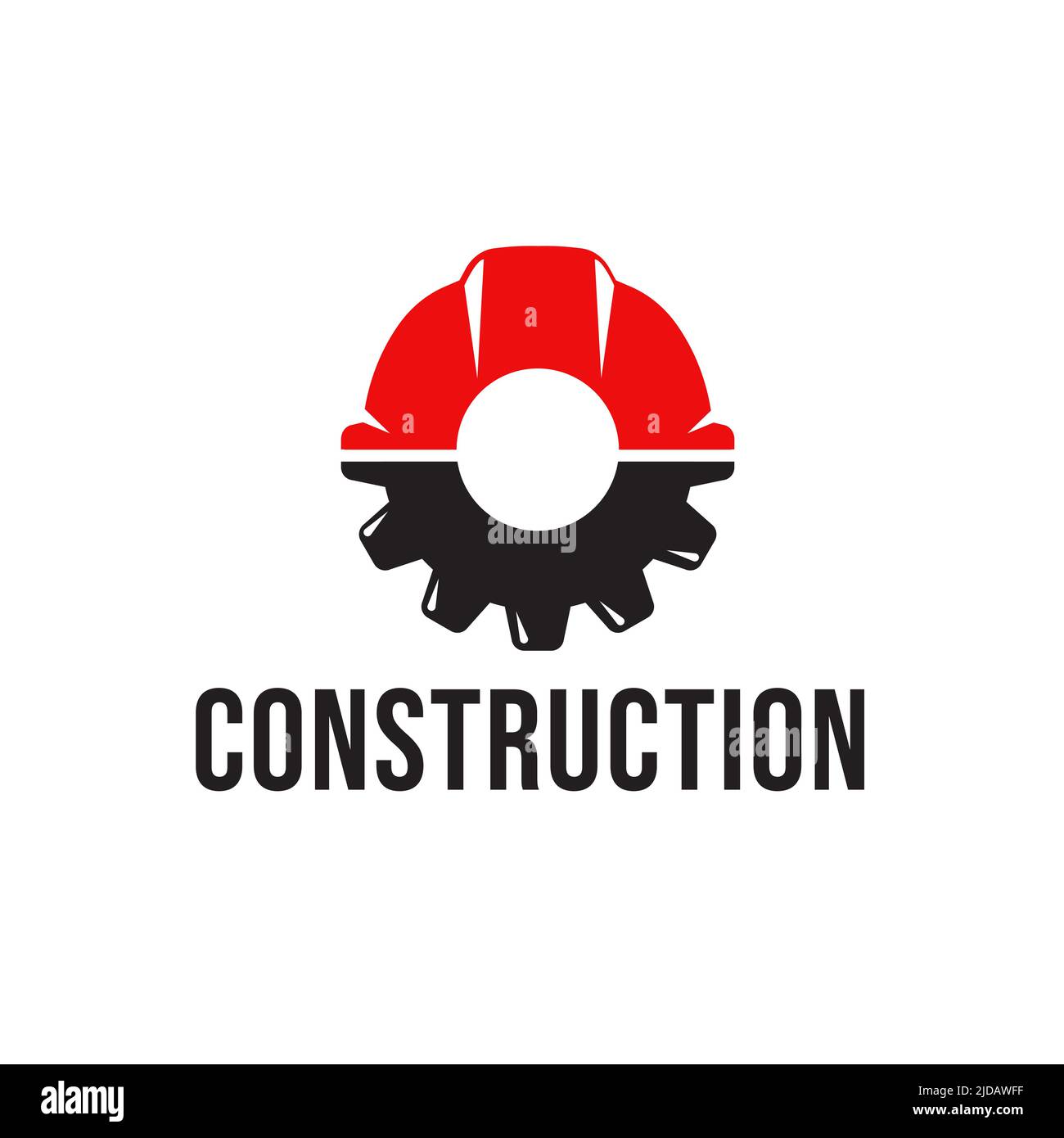 Casque de construction rouge avec motif vectoriel Gear Icon simple Illustration de Vecteur