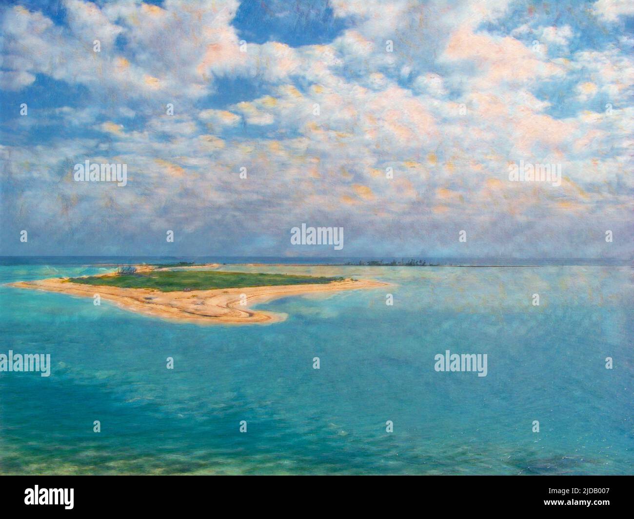 Une petite île dans le parc national de Dry Tortugas; édité pour ressembler à une peinture impressionniste. Banque D'Images