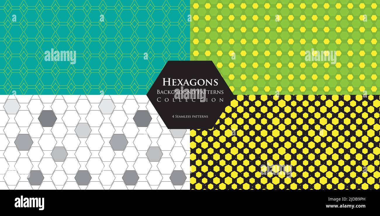 Jeu de motifs de répétition de vecteur d'arrière-plan hexagons. 4 motifs dans un fichier eps pour le papier peint, les fonds, le papier, les cartes, l'emballage, l'emballage et le scrapbooking Illustration de Vecteur