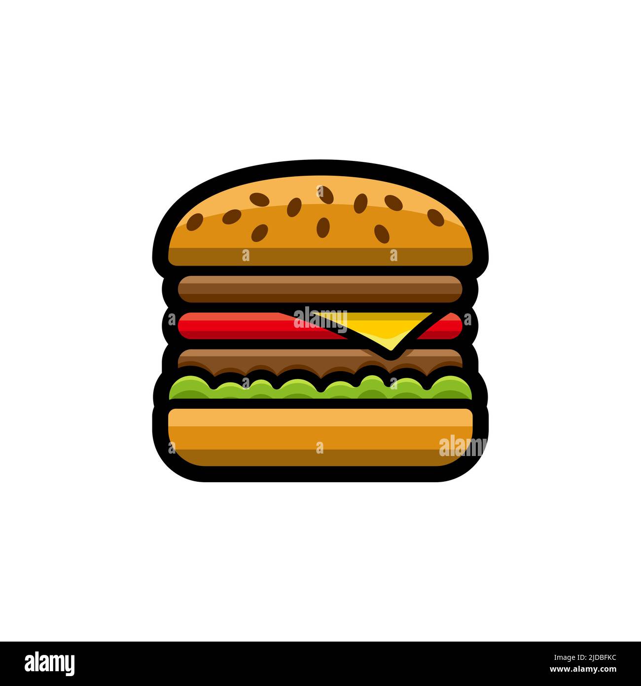 Hamburger coloré avec contour fast food vector icône Illustration de Vecteur