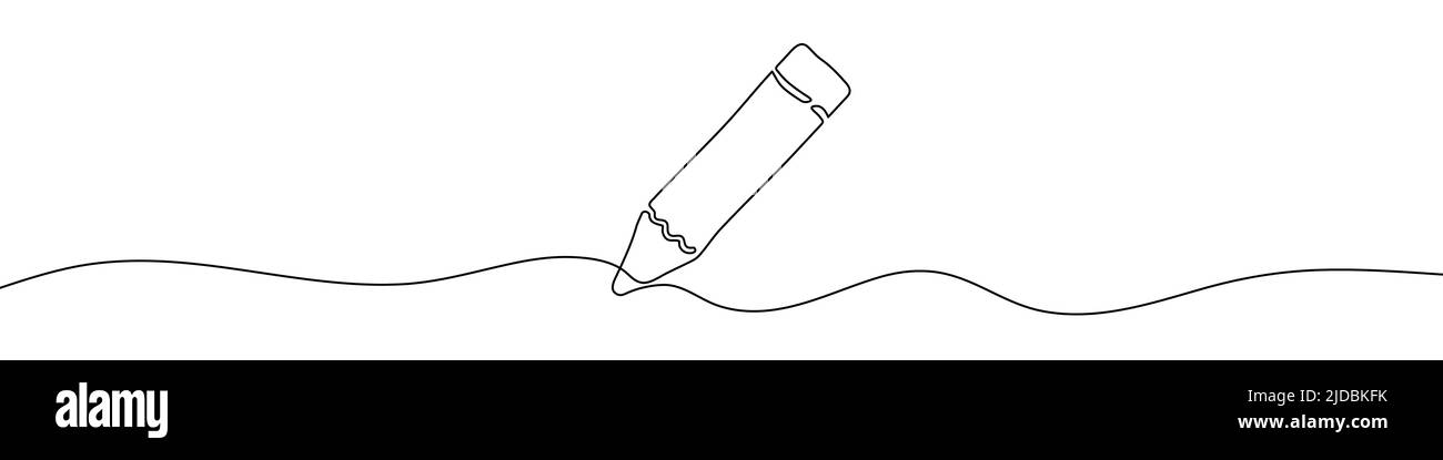 Dessin de ligne continue de l'icône crayon. Icône linéaire crayon ...