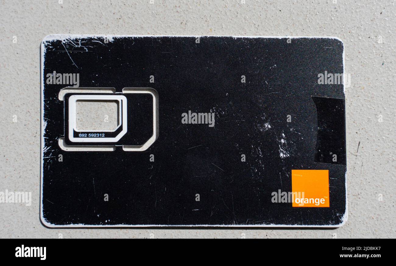 Support de carte sim orange d'Espagne Banque D'Images