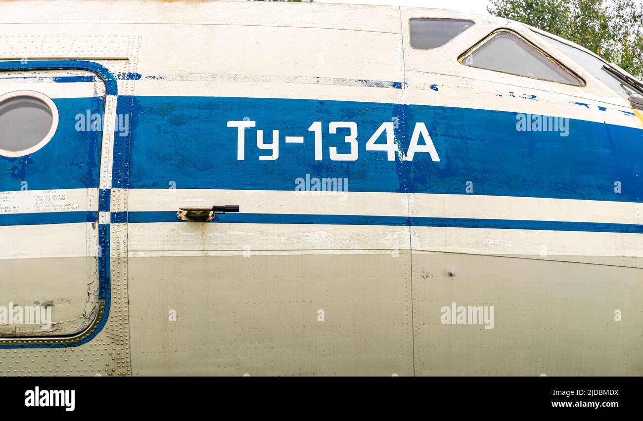 Tu-134 Un avion soviétique signe modèle et marque Banque D'Images