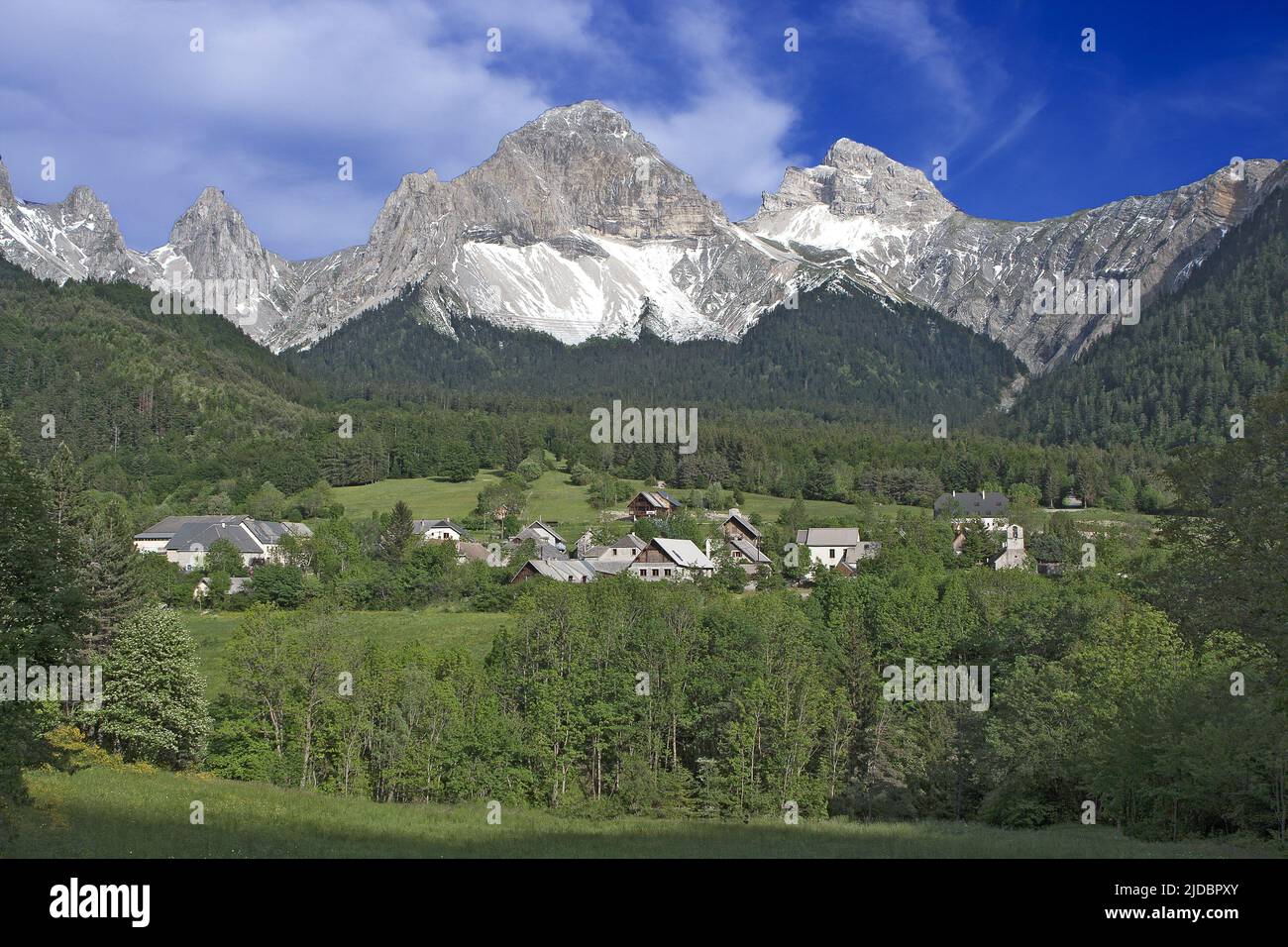 France, Drôme, lus-la-Croix-haute, Jarjatte et aiguilles de Lus Banque D'Images