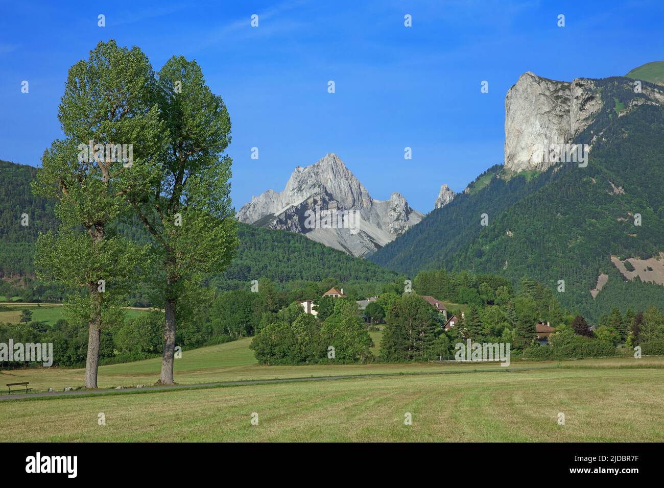 France, Drôme, lus-la-Croix-haute, la Jarjatte, cirque de montagne composé d'aiguilles rocheuses Banque D'Images