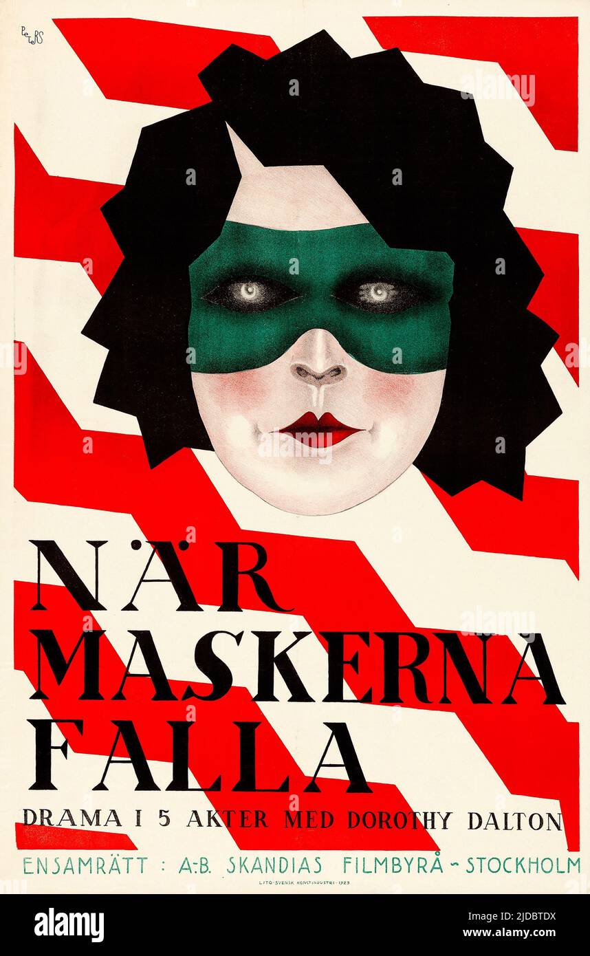 När maskerna falla - derrière les masques (Skandias Filmbyra, 1921). Exploit d'affiche de film suédois. Dorothy Dalton. Banque D'Images