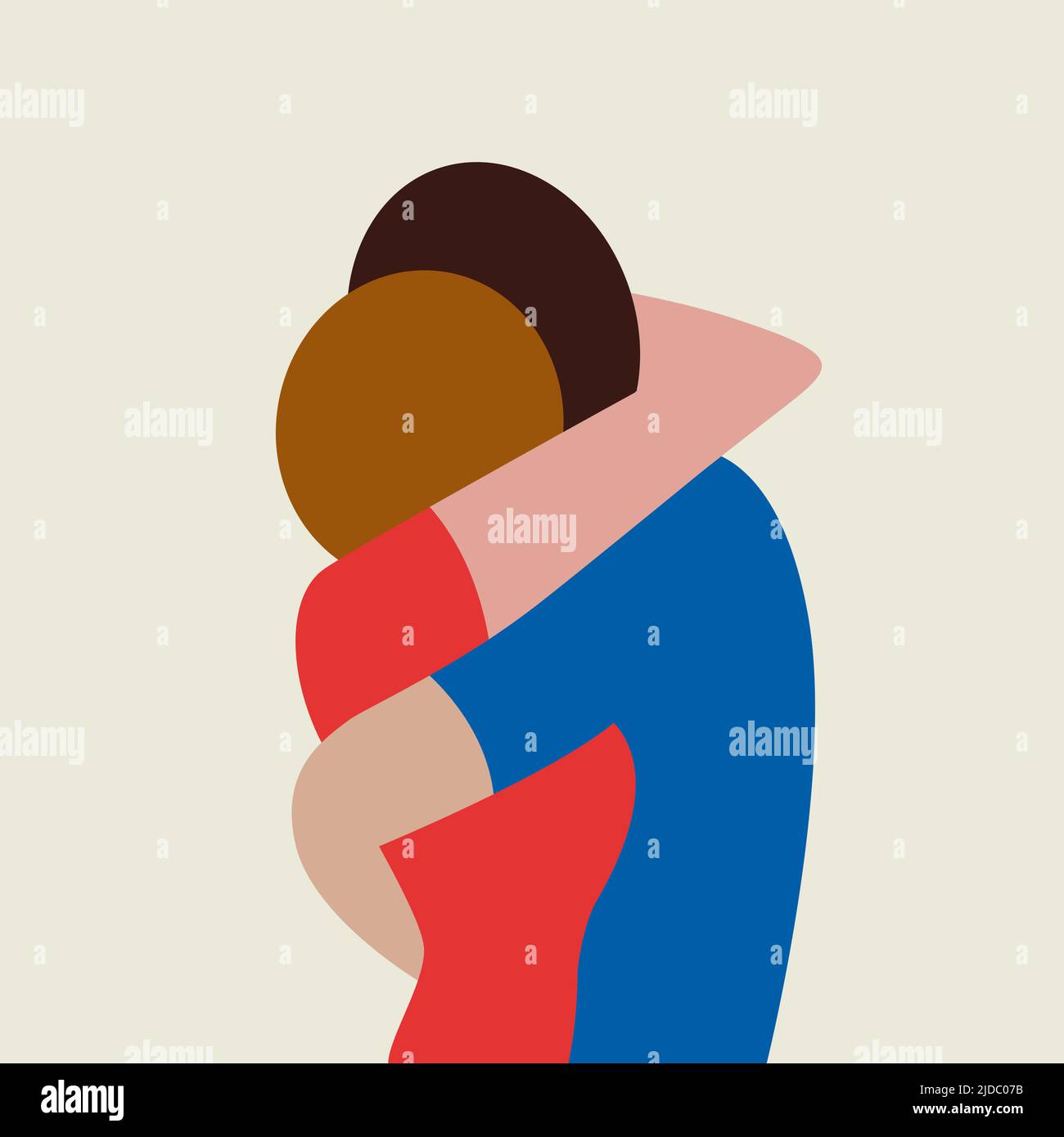Paire d'amoureux embrassant et embrassant. Concept de l'amour, Au revoir, la rupture ou la réunification. Illustration vectorielle simple dans une conception plate Illustration de Vecteur