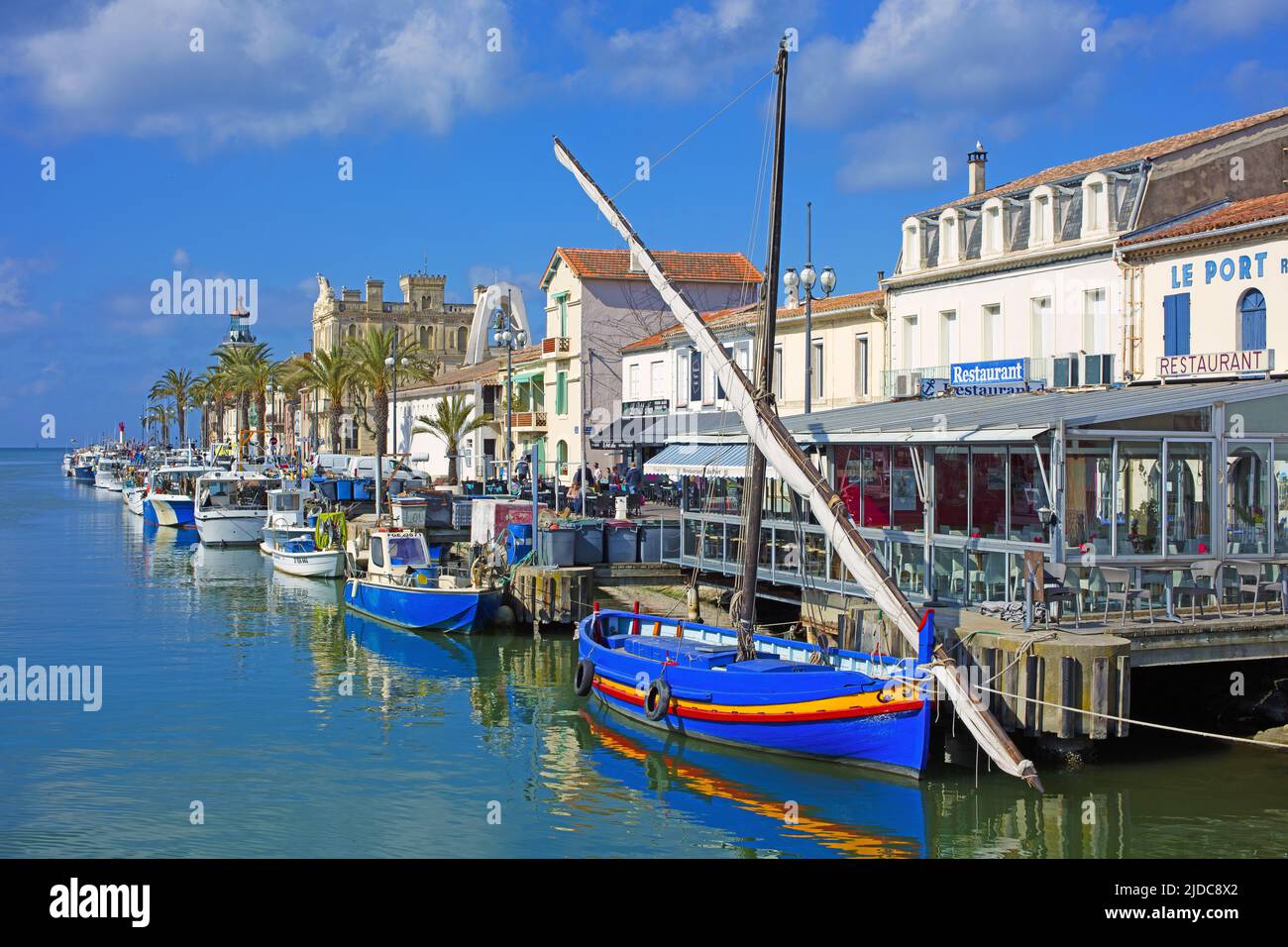 France, Gard le Grau-du-Roi, quais, chalutiers de pêche Banque D'Images