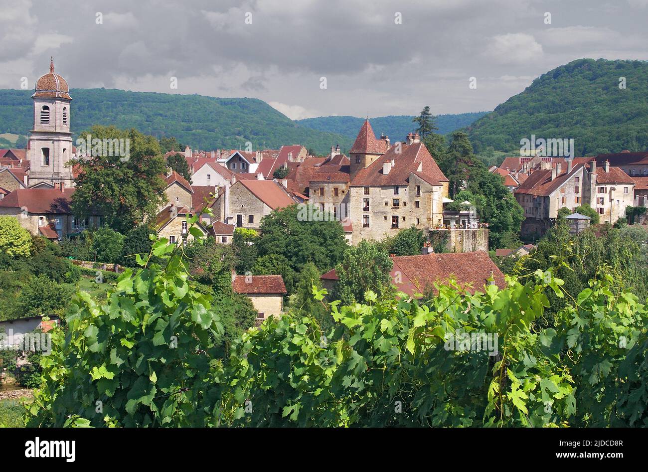 France, Jura, Arbois, village du vignoble AOC Arbois Banque D'Images