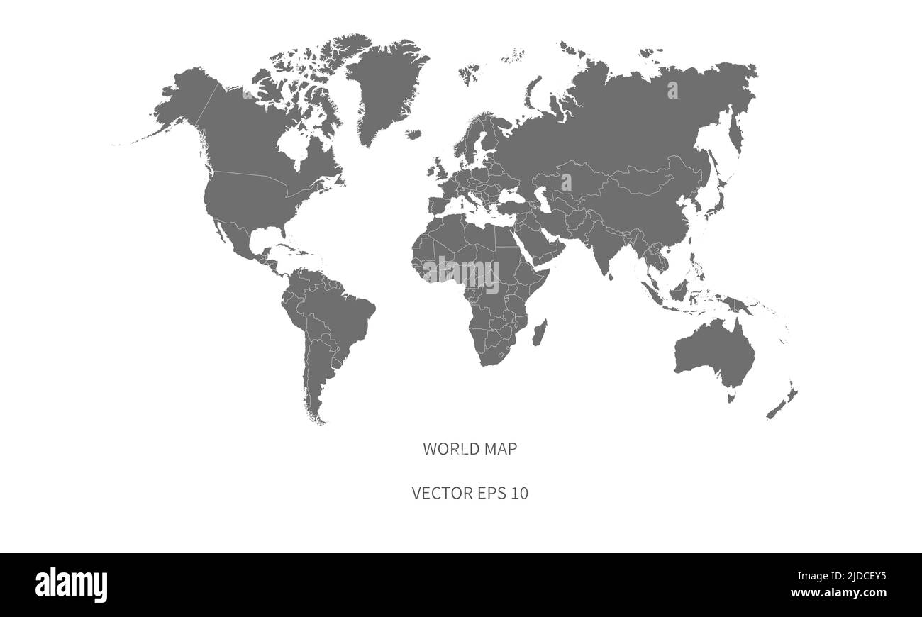 Carte détaillée du monde avec frontières des États. Carte du monde isolée Image Vectorielle