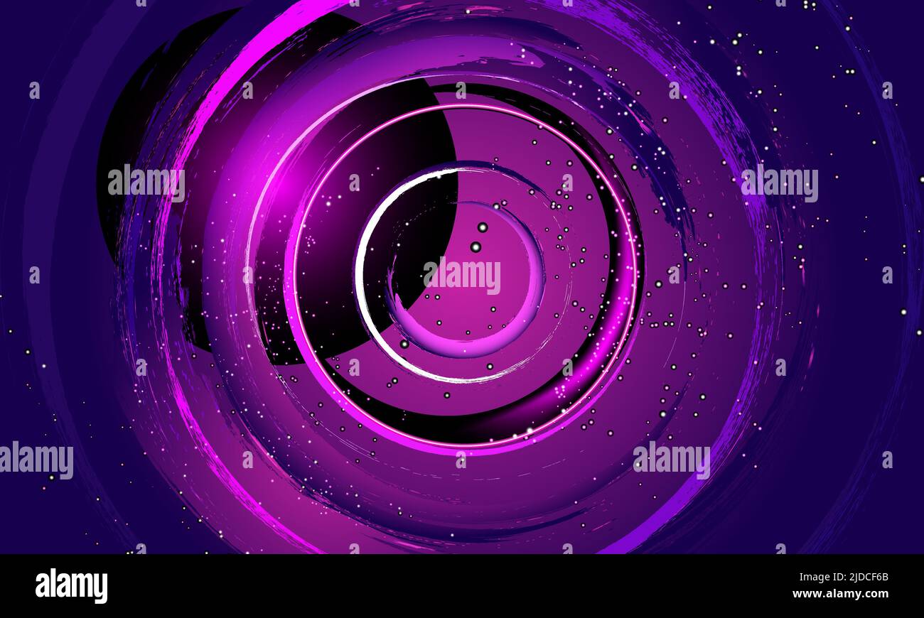 Lumières néon rose abstrait et cercle cian avec effet de mouvement. Illustration d'arrière-plan vectoriel Illustration de Vecteur