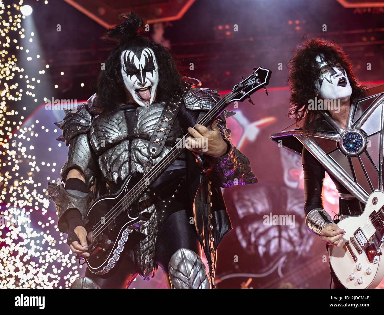 Le groupe de rock américain Kiss se présente à l'arène Tele2 de Stockholm, Suède, 18 juin, 2022Photo: Lotte Fernvall / Aftonbladet / TT code 2512 Banque D'Images