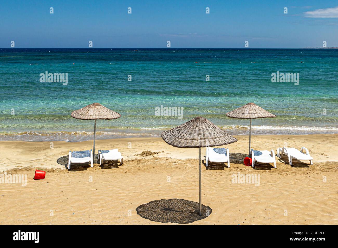 Varosha, nord de Chypre-14 juin 2022-la plage récemment rouverte dans l'ancienne station balnéaire de Varosha, Famagousta Banque D'Images