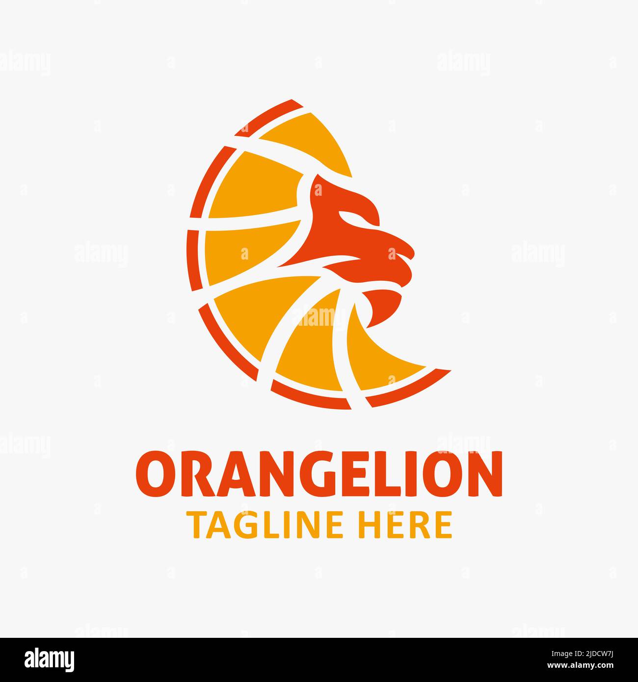 Logo lion orange Illustration de Vecteur