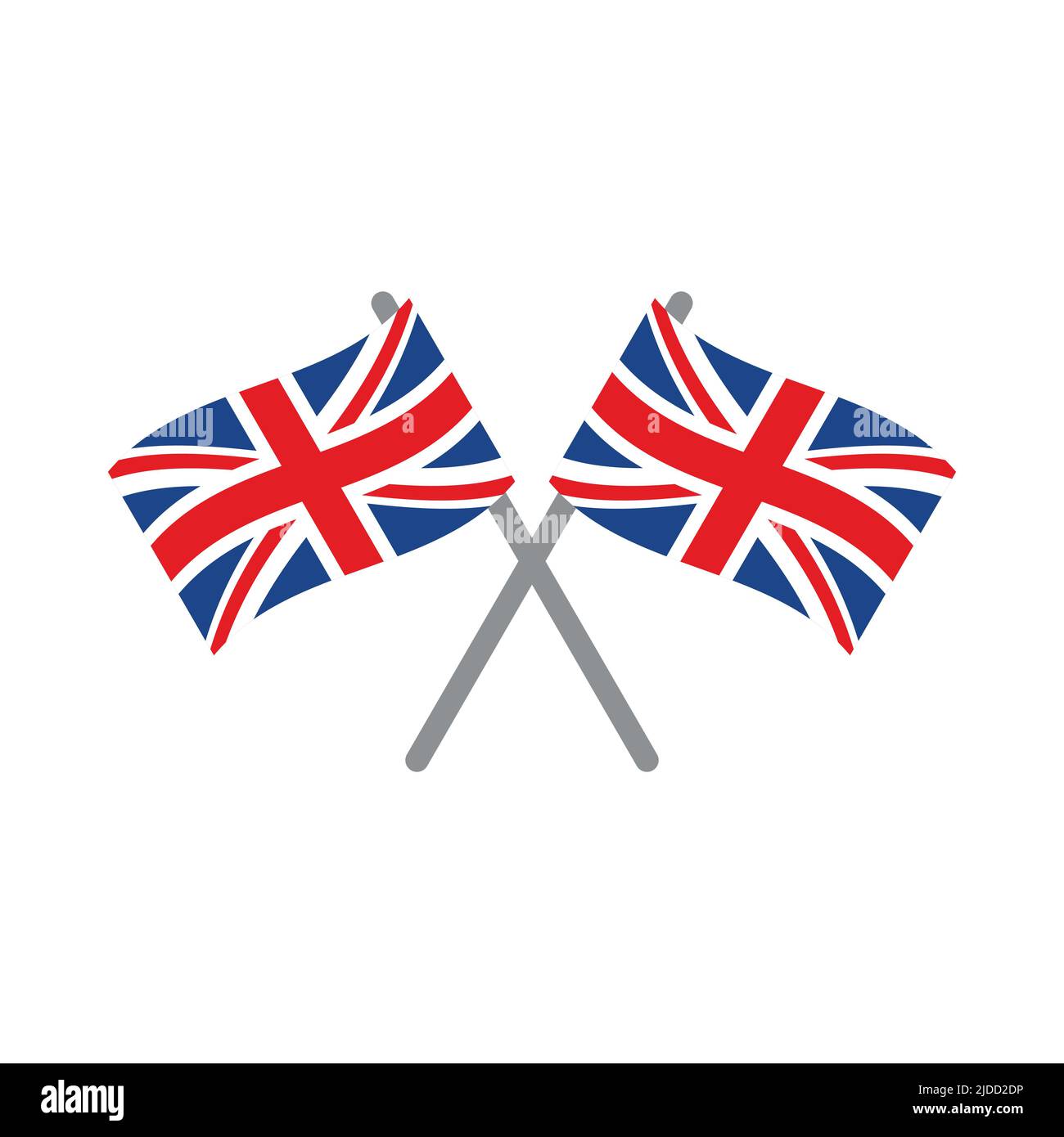Drapeaux de la Grande-Bretagne croisés à plat Vector isolés sur fond blanc Illustration de Vecteur